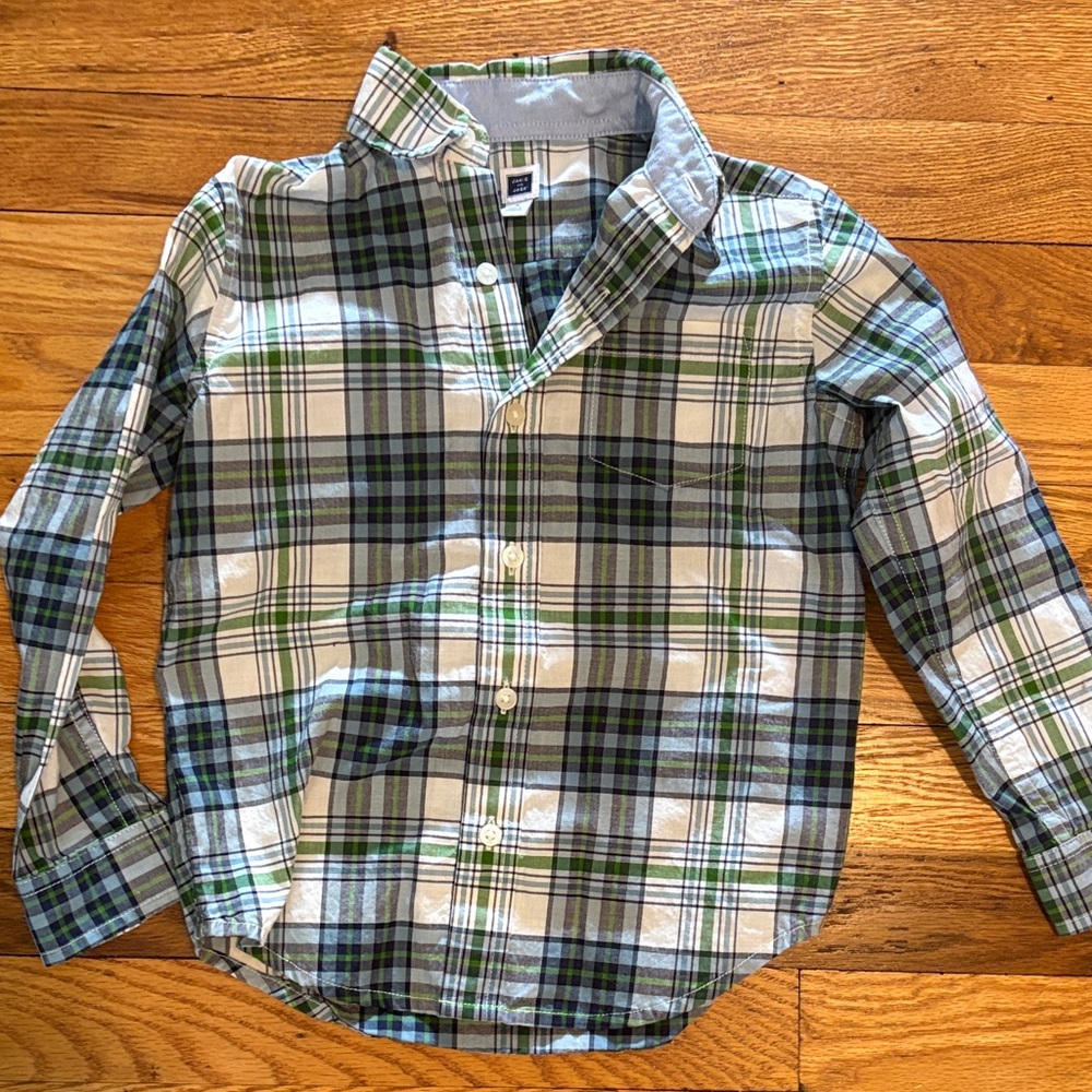 Janie and Jack Blue and Green Plaid Button Down Shirt
